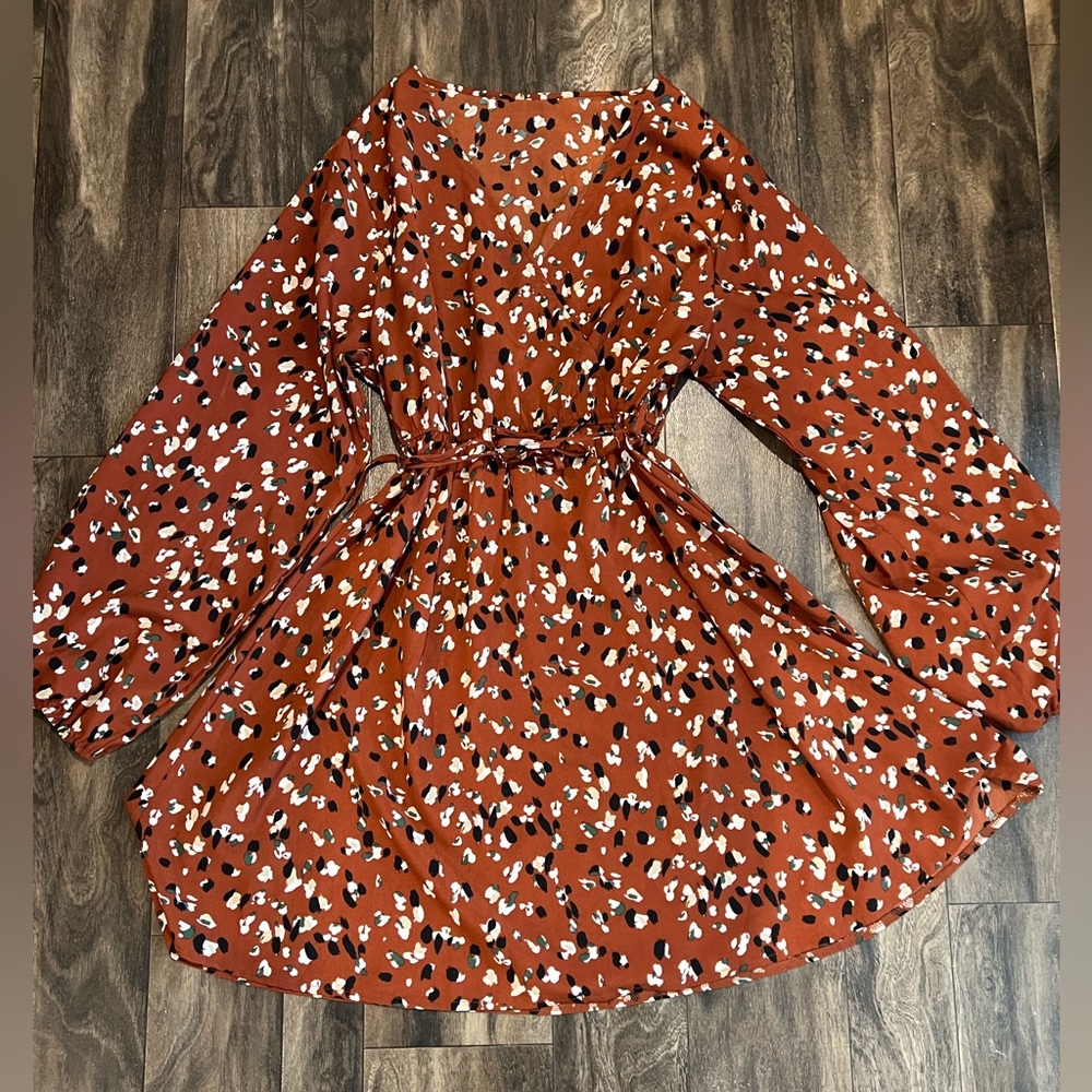 SHEIN Curve Brown Patterned Dress